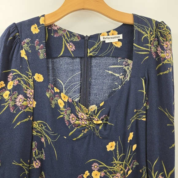 Reformation‎ Wallflower Dress Navy Floral Long Sleeve - Picture 7 of 16
